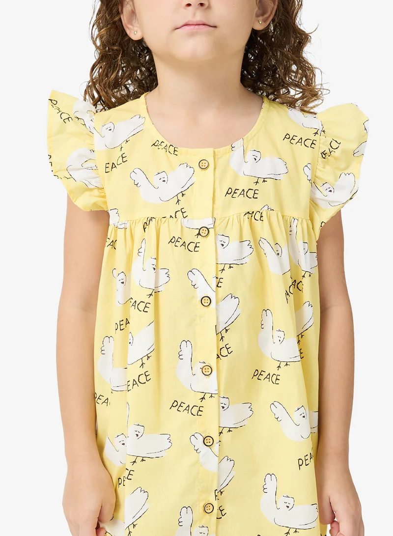 Pinata  Yellow Printed Summer Dress for Women | Best Price UAE